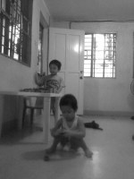 Sunday mornings with our two tornadoes